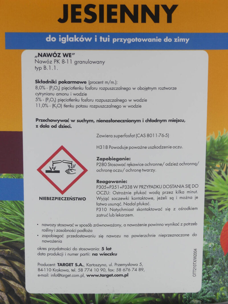 Nawóz Do Iglaków i Tui – Jesienny – 4 kg Target - obrazek 12